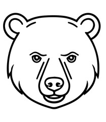 very simple vector bear illustration on white background,  silhouette outline of a bear face