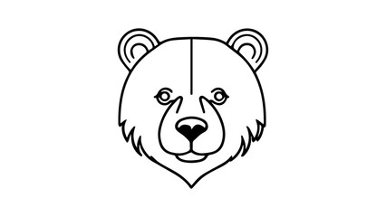 very simple vector bear illustration on white background, silhouette outline of a bear face
