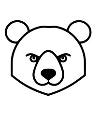 very simple vector angry bear illustration on white background, silhouette outline of a bear face