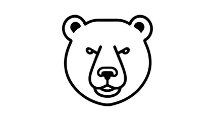 very simple vector angry bear illustration on white background, silhouette outline of a bear face