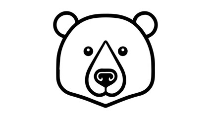 bear head outline shape vector illustration on white background, cute bear simple cartoon vector illustration