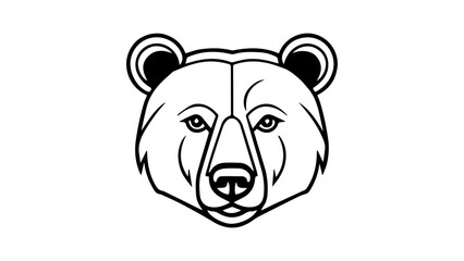 bear head outline shape vector illustration on white background, bear simple vector illustration