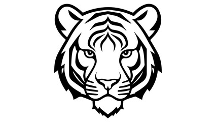 simple black and white shape of a tiger head on white background in vector illustration