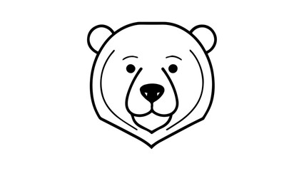 bear head outline shape vector illustration on white background, cute bear simple vector illustration