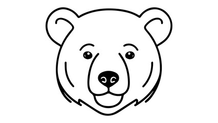bear head outline shape vector illustration on white background, cute bear simple vector illustration