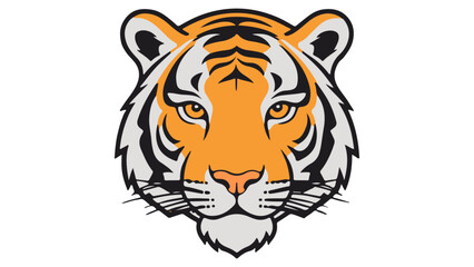 simple cartoon orange tiger head vector illustration on white background, beautiful tiger face illustration in vector 