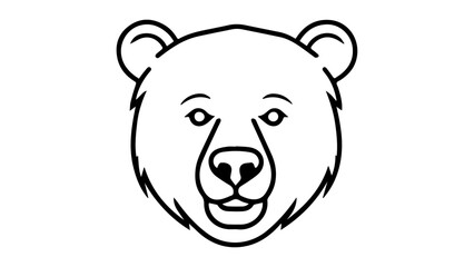 bear face head outline shape vector illustration on white background, cute bear simple vector illustration