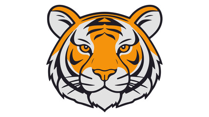 simple cartoon orange tiger head vector illustration on white background, beautiful tiger face illustration in vector 