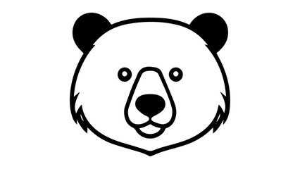 black and white simple cartoon bear face icon illustration