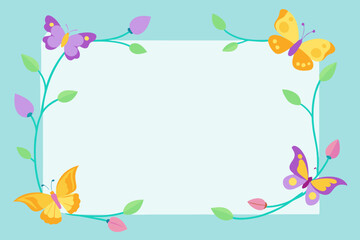 Decoration Springtime butterflies frame vector illustration