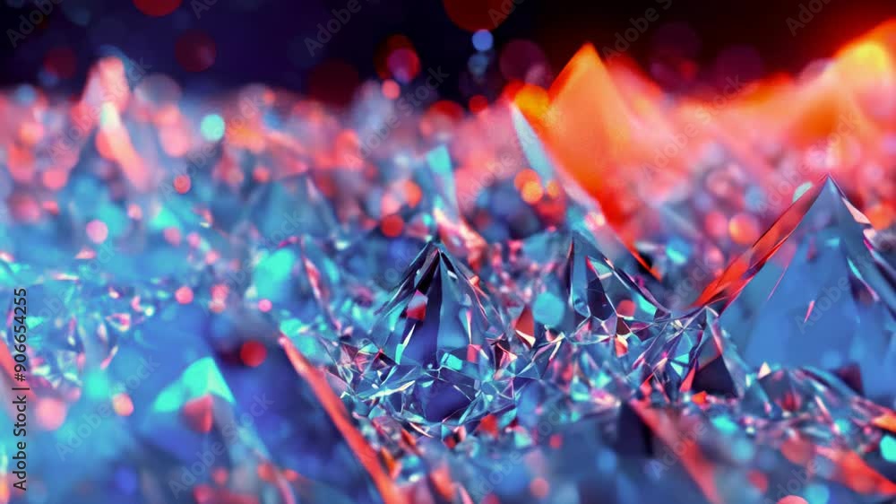 Poster beautiful arrangement of crystals reflect vivid colors, showcasing intricate shapes and textures, cr