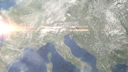 Zooming in on Venezia, Italy frome space - Perfect for Travel Intros and Backgrounds. Realistic 3D Animation.