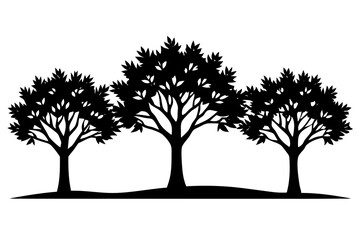 Elegant Jungle Tree Line Silhouette Illustrations: Perfect for Wilderness Decor