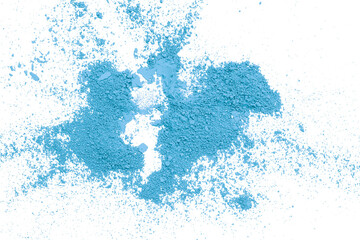 Light blue powder isolated on transparent background.