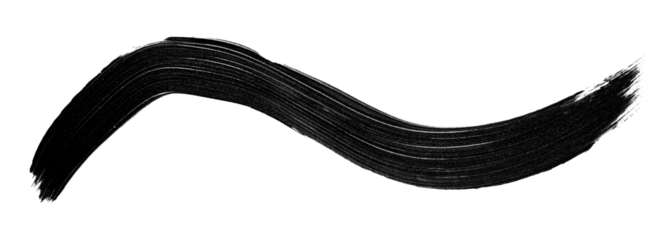 Shiny black brush stroke isolated on transparent background