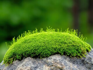 Fototapeta premium Lush green moss covering rock in a vibrant forest during late spring