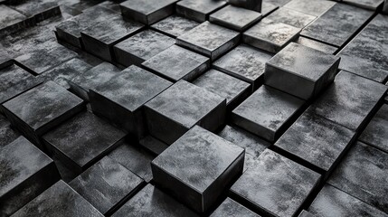 Abstract metal block array background, industrial theme, created using generative AI