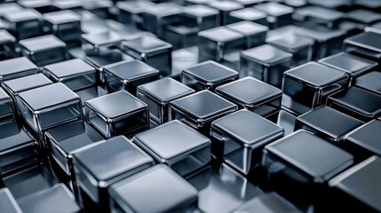 Obraz premium Abstract background of a metal block array, industrial design, generative AI technology
