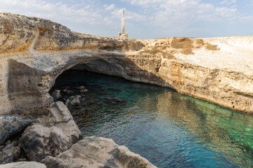The famous cave (Grotta della Poesia) of natural pool of the sea a San Foca, Italy