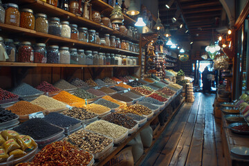 Various types of spices in the Egyptian market