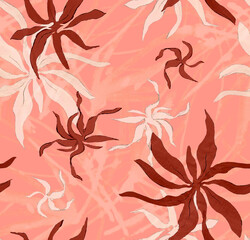 Seamless watercolor tropical pattern, floral print.