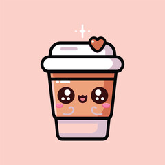 Christmas kawaii coffee cup flat icon