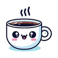 Christmas kawaii coffee cup flat icon