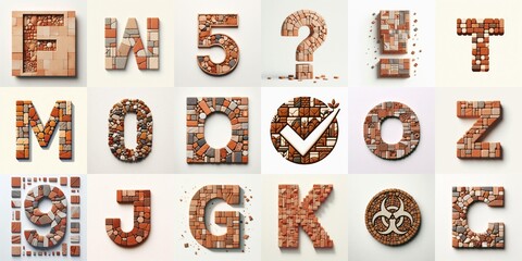 Naklejka premium Terracotta stones Tiling Lettering Typeface. AI generated illustration
