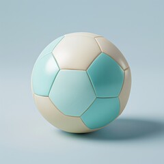 Medium shot of a Soccer ball, isolated on a solid light pastel white background, bright and vivid tonality, in the style of product photography. 