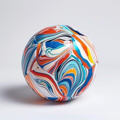 Medium shot of a Soccer ball, isolated on a solid light pastel white background, bright and vivid tonality, in the style of product photography. 