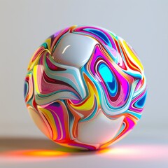 Medium shot of a Soccer ball, isolated on a solid light pastel white background, bright and vivid tonality, in the style of product photography. 