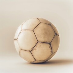 Medium shot of a Soccer ball, isolated on a solid light pastel white background, bright and vivid tonality, in the style of product photography. 