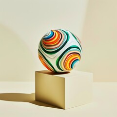 Medium shot of a Soccer ball, isolated on a solid light pastel white background, bright and vivid tonality, in the style of product photography. 