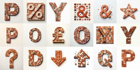 Naklejka premium Terracotta stones Tiling Lettering Typeface. AI generated illustration
