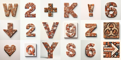 Naklejka premium Terracotta stones Tiling Lettering Typeface. AI generated illustration