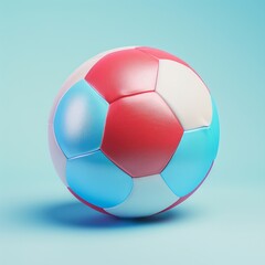 Medium shot of a Soccer ball, isolated on a solid light pastel white background, bright and vivid tonality, in the style of product photography. 