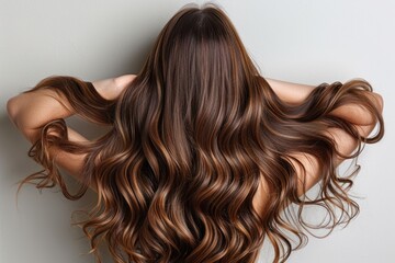 Long Brown Wavy Hair, Back View