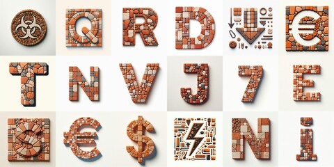 Naklejka premium Terracotta stones Tiling Lettering Typeface. AI generated illustration