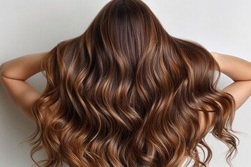 Fototapeta premium Long Wavy Brown Hair on a Woman