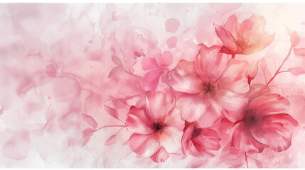 “Elegant Soft Pink Cherry Blossoms on Ethereal Watercolor Background - Romantic Floral Wallpaper Design for Spring and Wedding Invitations”