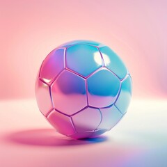 Medium shot of a Soccer ball, isolated on a solid light pastel white background, bright and vivid tonality, in the style of product photography. 