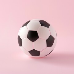 Medium shot of a Soccer ball, isolated on a solid light pastel white background, bright and vivid tonality, in the style of product photography. 