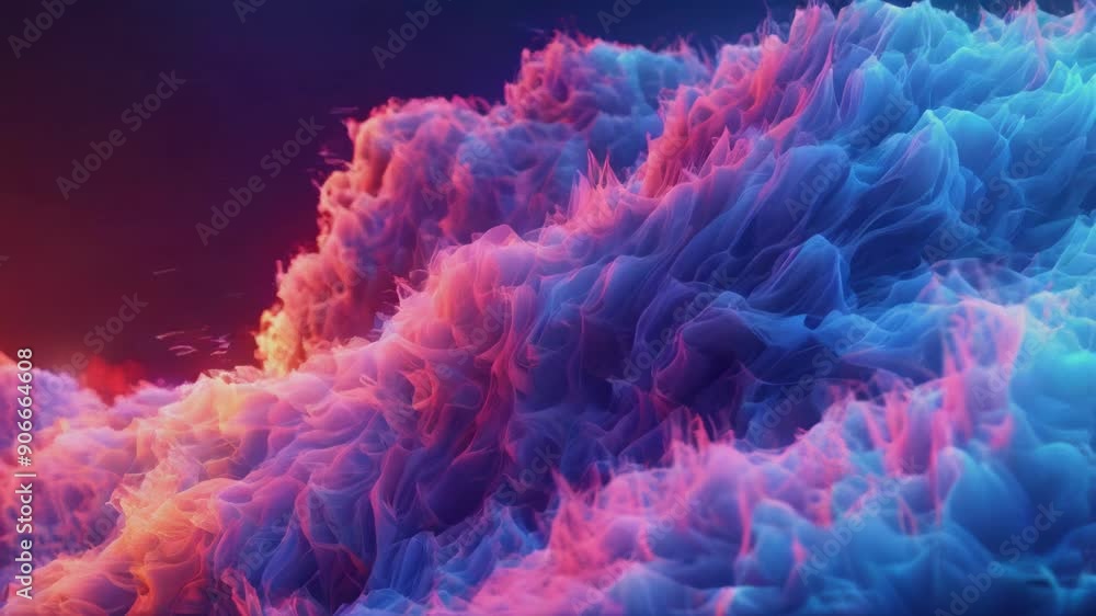 Poster experience the mesmerizing movement of vibrant waves showcasing a blend of colors in a captivating d