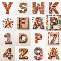 Naklejka premium Terracotta stones Tiling Lettering Typeface. AI generated illustration