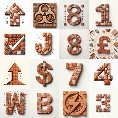 Naklejka premium Terracotta stones Tiling Lettering Typeface. AI generated illustration
