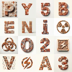 Naklejka premium Terracotta stones Tiling Lettering Typeface. AI generated illustration