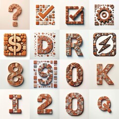 Fototapeta premium Terracotta stones Tiling Lettering Typeface. AI generated illustration