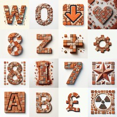 Naklejka premium Terracotta stones Tiling Lettering Typeface. AI generated illustration