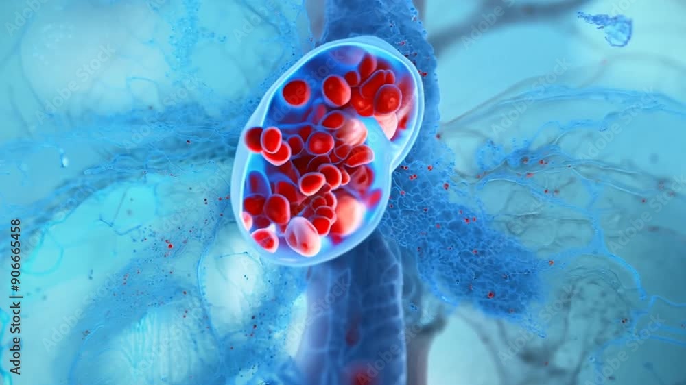 Poster a close up of a person's internal organs, with the red and blue veins clearly visible. concept of aw