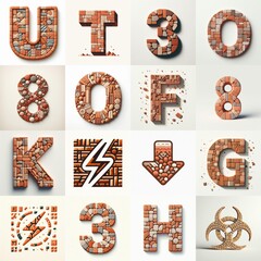 Fototapeta premium Terracotta stones Tiling Lettering Typeface. AI generated illustration